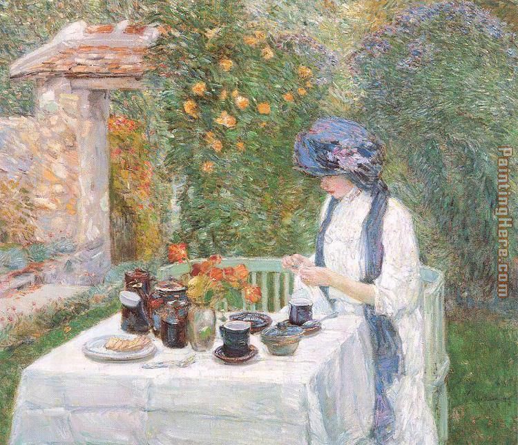 The Terre-Cuite Tea Set painting - childe hassam The Terre-Cuite Tea Set art painting